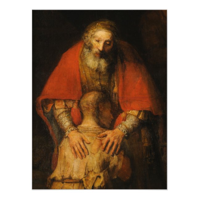 Rembrandt van Rijn återlämnar Prodigal Son Fototryck (Framsidan)