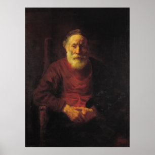 Rembrandt Van Rijn, en gammal man i rött Poster