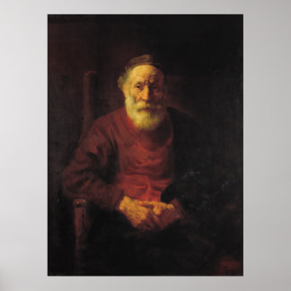 Rembrandt Van Rijn, en gammal man i rött Poster