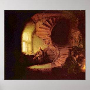 Rembrandt van Rijn - Filosopher i meditation Poster