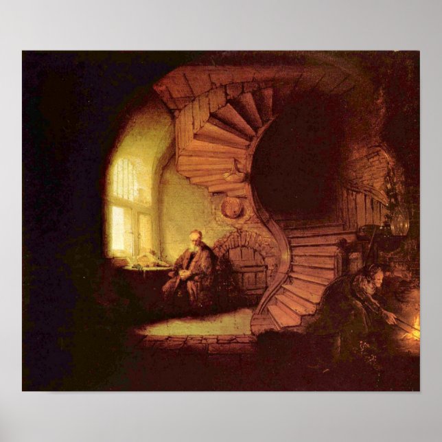 Rembrandt van Rijn - Filosopher i meditation Poster (Framsidan)