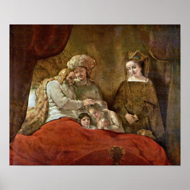Rembrandt van Rijn - Jacob Blessing the Sons Poster (Framsidan)
