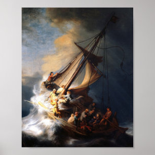 Rembrandt Van Rijn Kristus i Storm Sea Galilee Poster