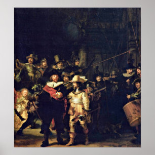 Rembrandt Van Rijn - nattklockan specificerar Poster