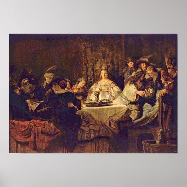 Rembrandt van Rijn - Samson at the wedding table Poster (Framsidan)