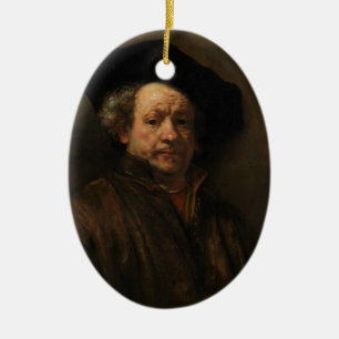 Rembrandt van Rijn's Självporträtt Fine Art Julgransprydnad Keramik