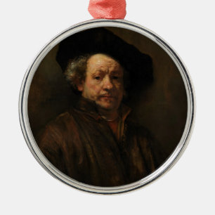 Rembrandt van Rijn's Självporträtt Fine Art Julgransprydnad Metall