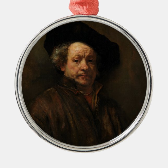 Rembrandt van Rijn's Självporträtt Fine Art Julgransprydnad Metall (Framsidan)