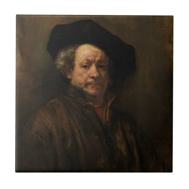 Rembrandt van Rijn's Självporträtt Fine Art Kakelplatta (Framsidan)