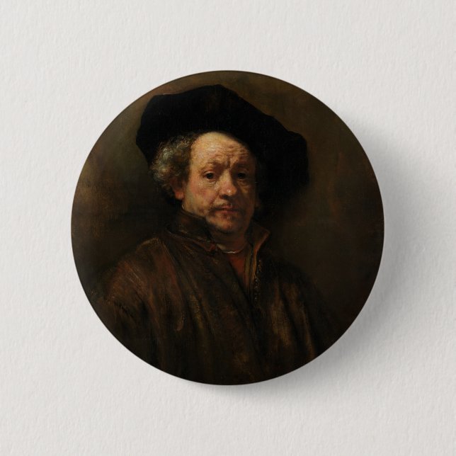 Rembrandt van Rijn's Självporträtt Fine Art Knapp (Framsida)