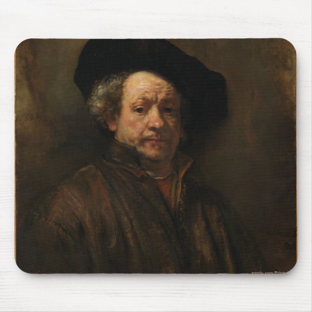 Rembrandt van Rijn's Självporträtt Fine Art Musmatta (Framsidan)