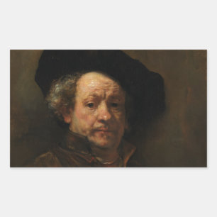 Rembrandt van Rijn's Självporträtt Fine Art Rektangulärt Klistermärke