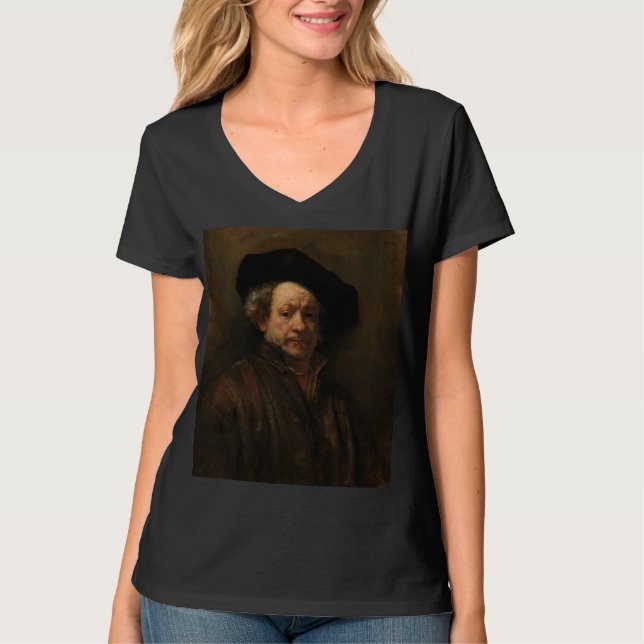 Rembrandt van Rijn's Självporträtt Fine Art T Shirt (Framsida)