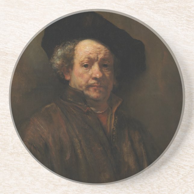 Rembrandt van Rijn's Självporträtt Fine Art Underlägg Sandsten (Framsidan)