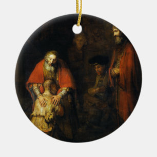 Rembrandts återlämnande av den prodigala sonen julgransprydnad keramik