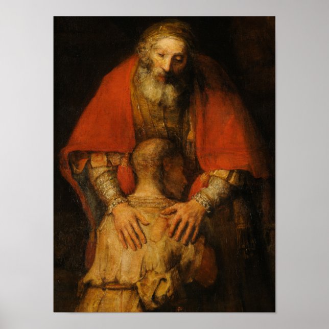 Rembrandts återlämnande av den prodigala sonen poster (Framsidan)