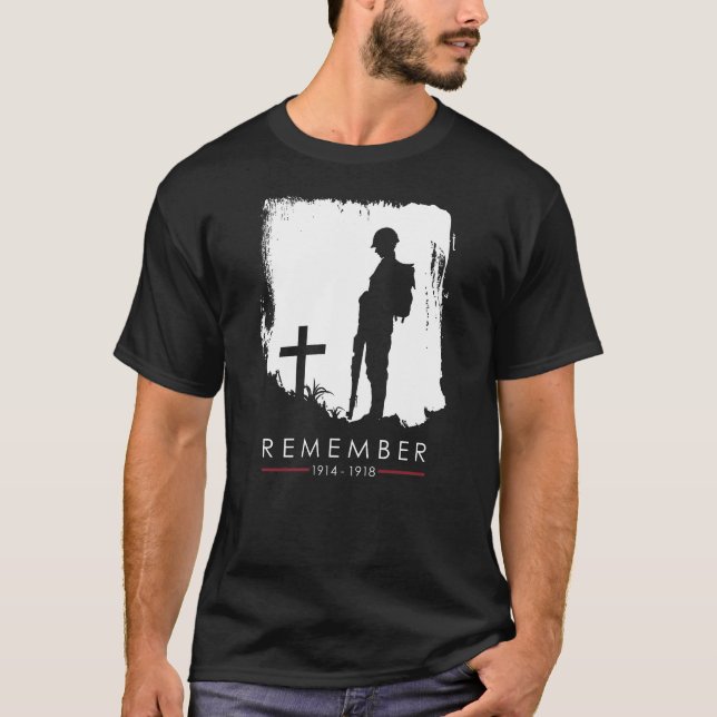 Remember 1914 - 1918 WW1 Veteran T Shirt (Framsida)