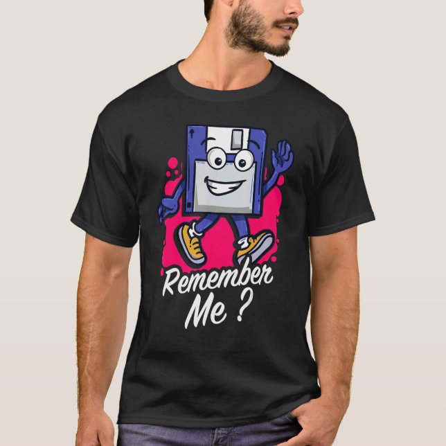 Remember Me Programmer Retro Floppy Disc T Shirt (Framsida)