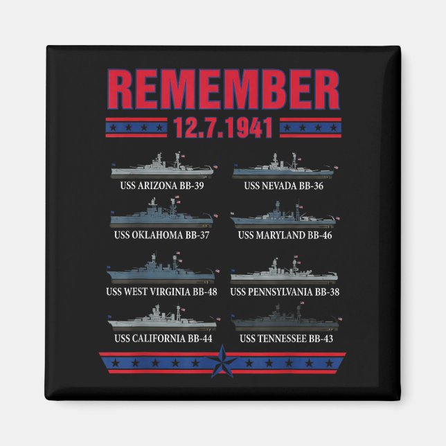 Remember pearl harbor memorial day december 7th magnet (Framsidan)