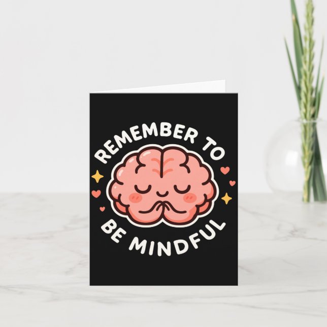 Remember To Be Mindful Cute Healthy Brain Theme Lo Kort (Framsida)