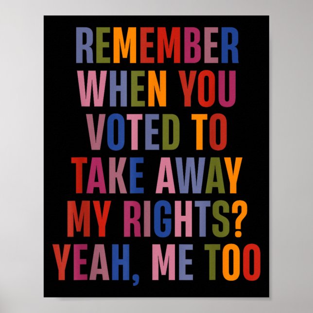 Remember When You Voted To Take Away My Rights Me  Poster (Framsidan)