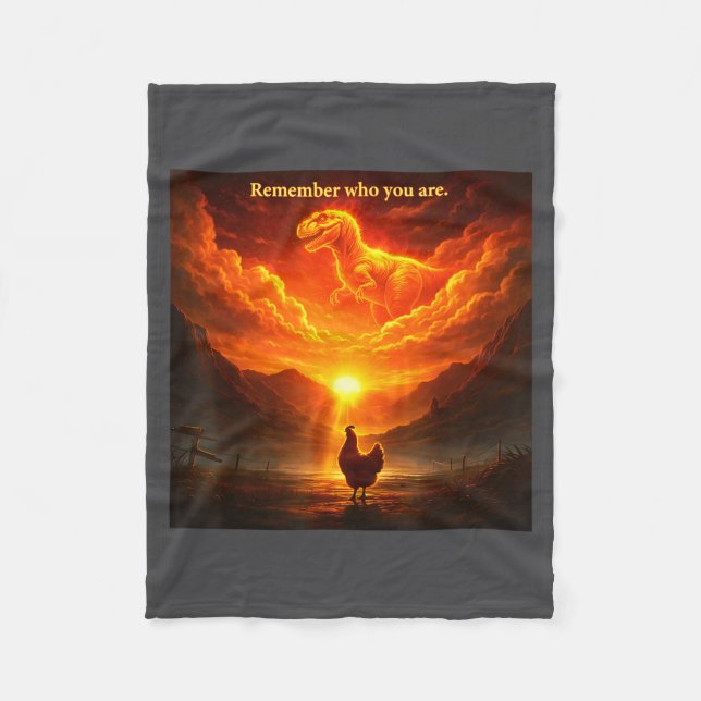 Remember Who Are You Dinosaur Chicken Cool Funny G Fleecefilt (Framsidan)