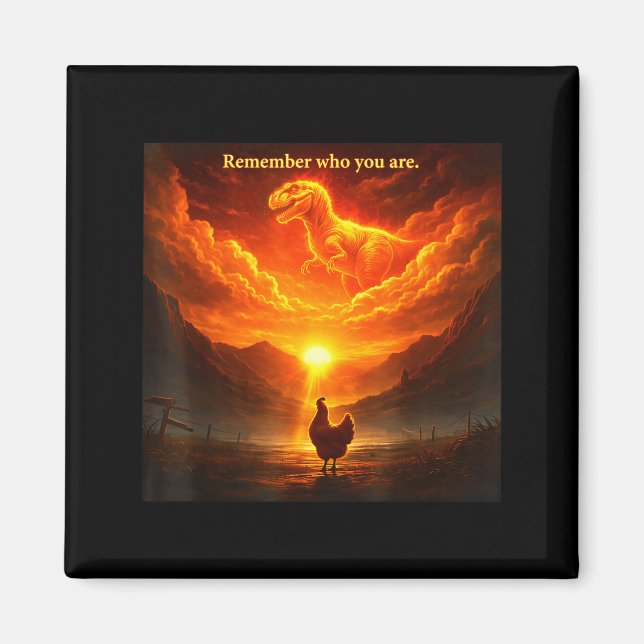 Remember Who Are You Dinosaur Chicken Cool Funny G Magnet (Framsidan)