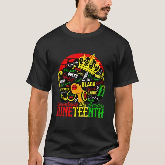 Remembering My Ancestors Junenth Celebrate Black T Shirt (Framsida)
