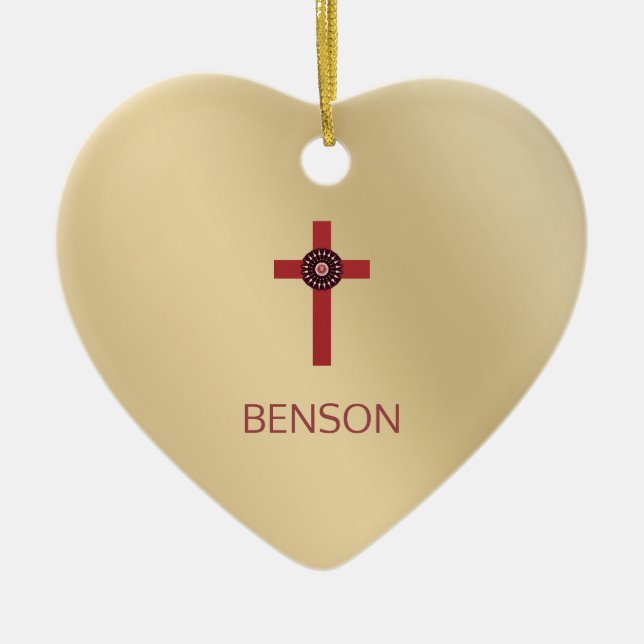 Remembrance Cross Personalized Pet Memorial Julgransprydnad Keramik (Framsidan)