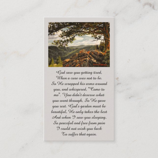 Remembrance Green Orange Blue Sympathy Card Visitkort (Framsida)