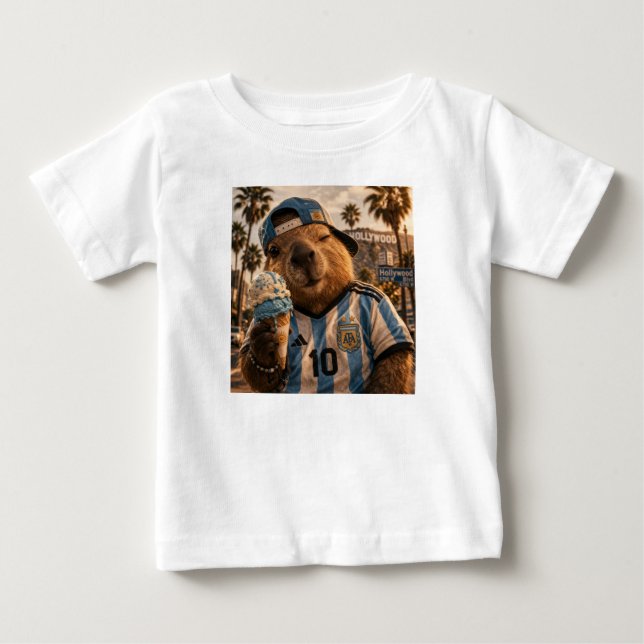 Remera Bebe Niños Capibarra viajero T Shirt (Framsida)