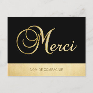 Remerciment MERCI affaires eller Noir avec LOGOTYP Vykort