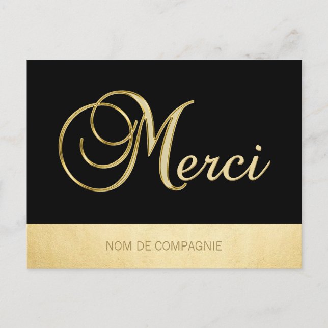 Remerciment MERCI affaires eller Noir avec LOGOTYP Vykort (Framsida)