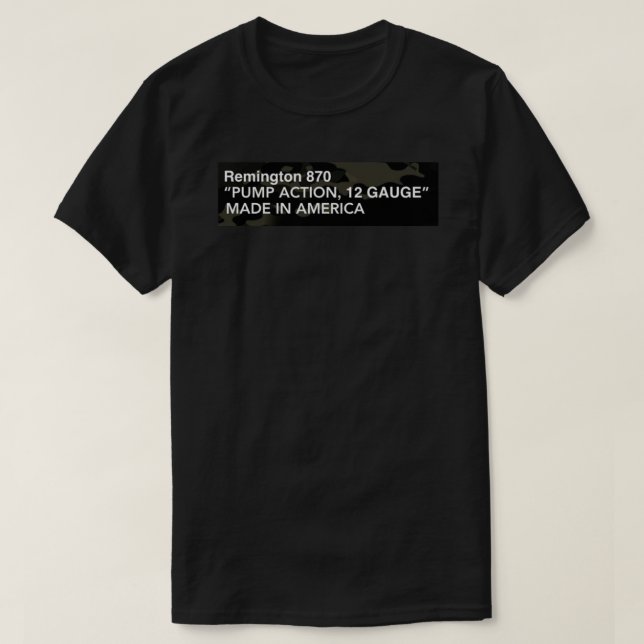Remington 870 Pistol-etikett.png T Shirt (Design framsida)