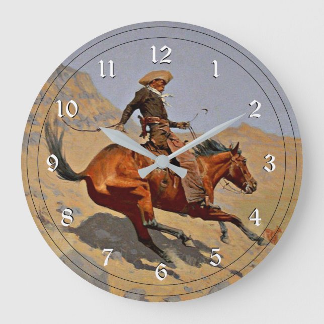 Remington: Cowboy, amerikansk cowboy-konst Stor Klocka (Framsida)