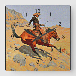 Remington: Cowboy, amerikansk cowboykonst Fyrkantig Klocka