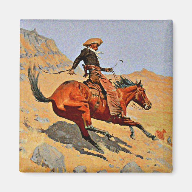Remington - Cowboy, berömd-målning Magnet (Framsidan)