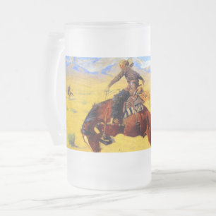 Remington Gammala västern Horse and Cowboy Frostat Ölglas