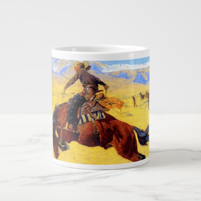 Remington Gammala västern Horse and Cowboy Jumbo Mugg (Framsidan)