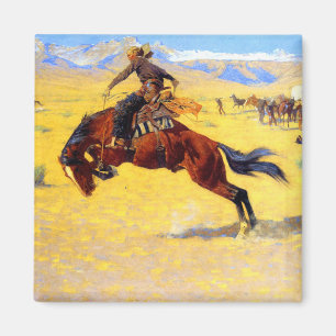 Remington Gammala västern Horse and Cowboy Magnet