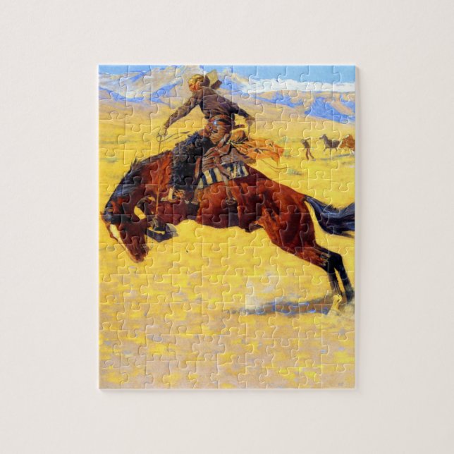 Remington Gammala västern Horse and Cowboy Pussel (Vertikal)