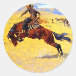 Remington Gammala västern Horse and Cowboy Runt Klistermärke
