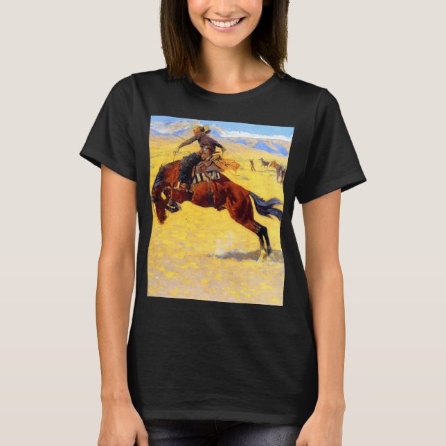 Remington Gammala västern Horse and Cowboy T Shirt (Framsida)