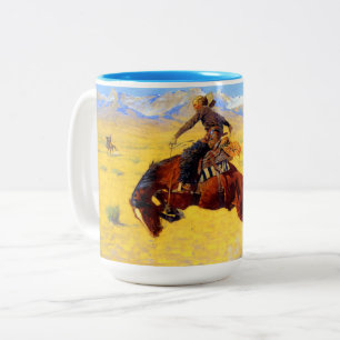 Remington Gammala västern Horse and Cowboy Två-Tonad Mugg