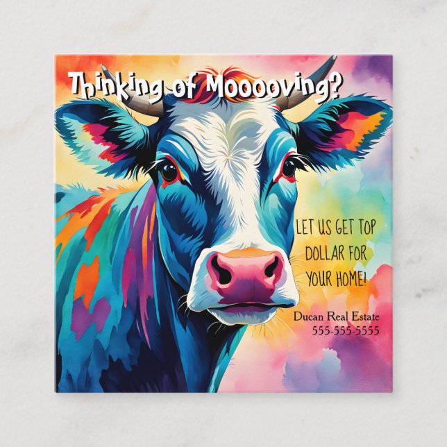 remittering av jordbrukskor i gods marknadsföring  fyrkantigt visitkort (Framsida)