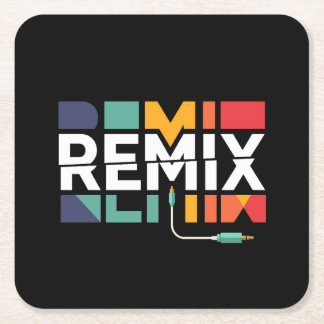Remix Audio | DJ Music Retro Geometric Graphic Underlägg Papper Kvadrat