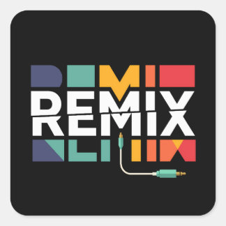 Remix-ljud | DJ-musik Retro geometrisk grafik Fyrkantigt Klistermärke