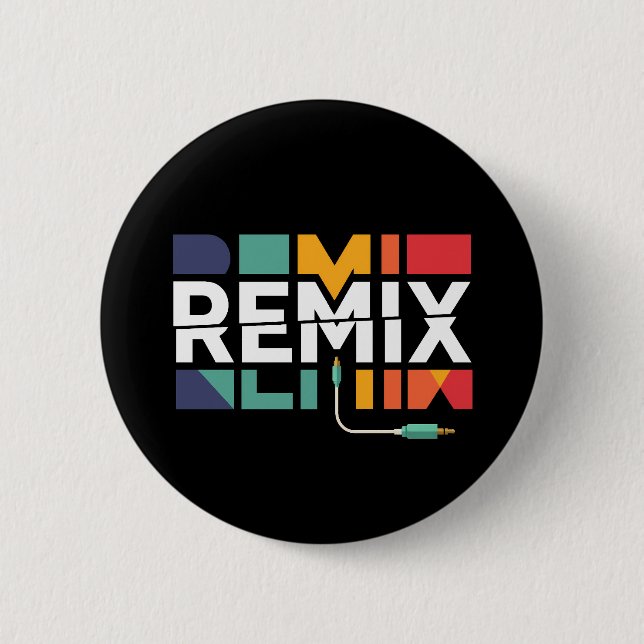 Remix-ljud | DJ-musik Retro geometrisk grafik Knapp (Framsida)