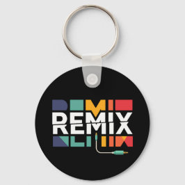 Remix-ljud | DJ-musik Retro geometrisk grafik Nyckelring
