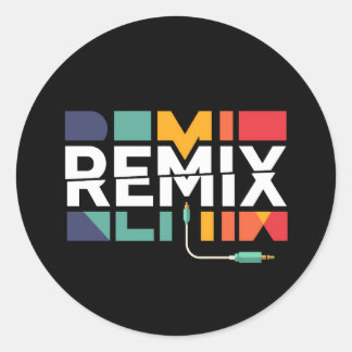 Remix-ljud | DJ-musik Retro geometrisk grafik Runt Klistermärke